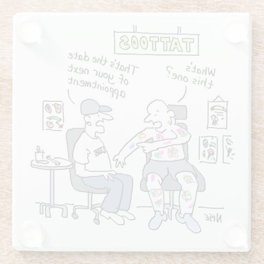 Tattoo Theme Funny Tattooist Glazen Onderzetter (Achterkant)