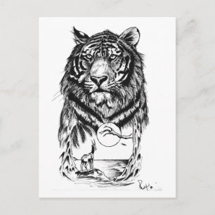 Tattoo Tiger Art Briefkaart