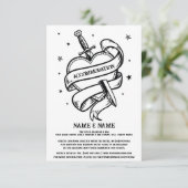 Tattoo Traditionele Hart Accommodatie bruiloft Informatiekaartje (Staand voorkant)