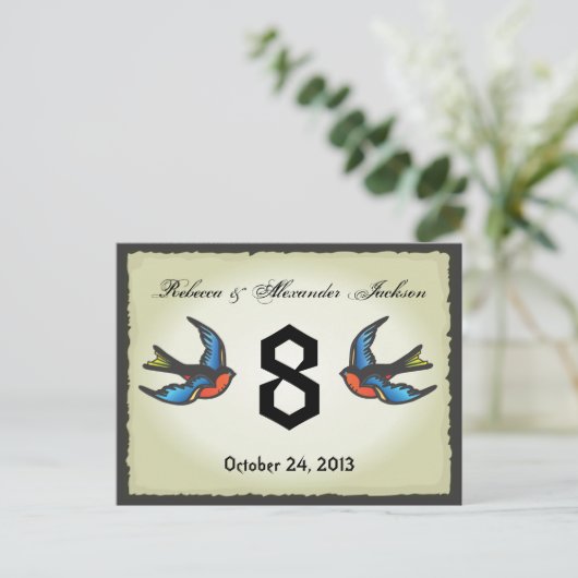 Tattoo Trouwtafel Nummer Kaart (Staand voorkant)