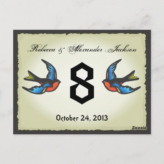 Tattoo Trouwtafel Nummer Kaart (Achterkant)