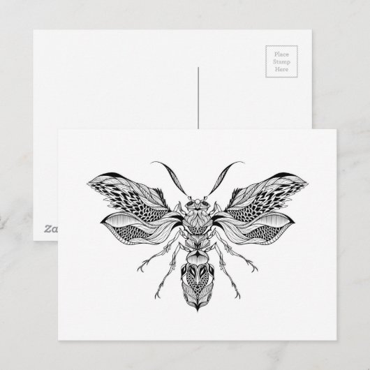 Tattoo van bijen briefkaart (Voorkant / Achterkant)