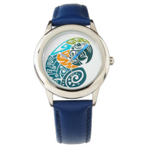 Tattoo van blauwe en goudmakreel horloge