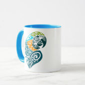 Tattoo van blauwe en goudmakreel mok (Voorkant links)