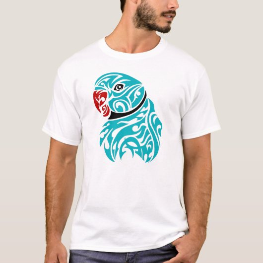 Tattoo van blauwe ringnepapegaai t-shirt (Voorkant)