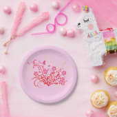 Tattoo van bloemen - papieren bordje (Feest)