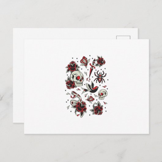 Tattoo van de oude school briefkaart (Voorkant / Achterkant)