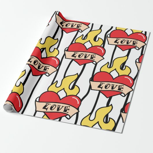 Tattoo van de oude school cadeaupapier (Uitgerold)