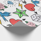 Tattoo van de oude school cadeaupapier (Hoek)