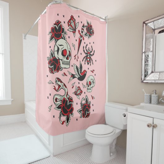 Tattoo van de oude school douchegordijn (In situ)