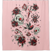 Tattoo van de oude school douchegordijn (Voorkant)