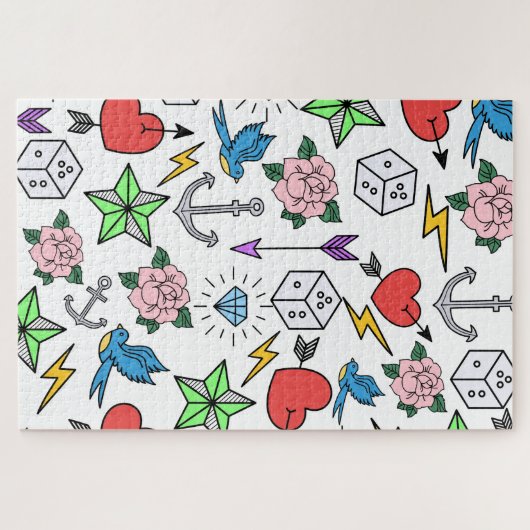 Tattoo van de oude school legpuzzel (Horizontaal)