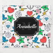 Tattoo van de oude school likeurfles etiket (Enkel label)