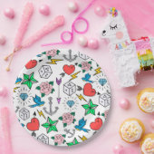 Tattoo van de oude school papieren bordje (Feest)