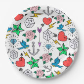 Tattoo van de oude school papieren bordje (Voorkant)