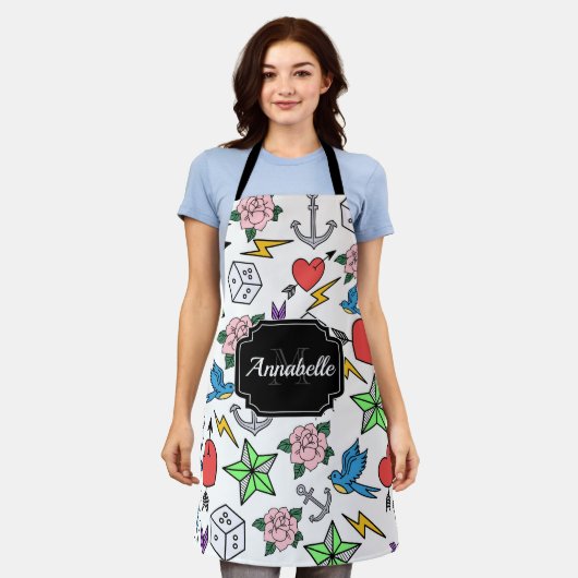 Tattoo van de oude school schort (Gedragen)