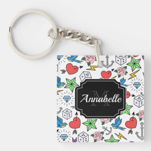 Tattoo van de oude school sleutelhanger (Voorkant)