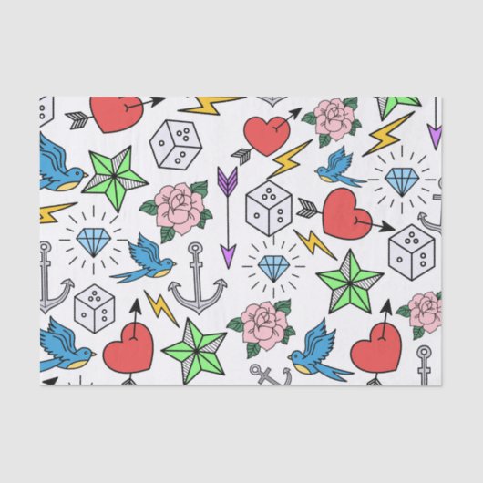 Tattoo van de oude school tissuepapier (Voorkant)