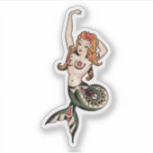 Tattoo van de Oudschool Mermaid Sticker (Voorkant)