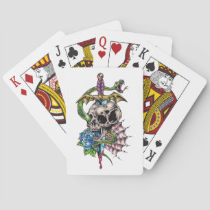 Tattoo van de schedel en Dagger Pokerkaarten