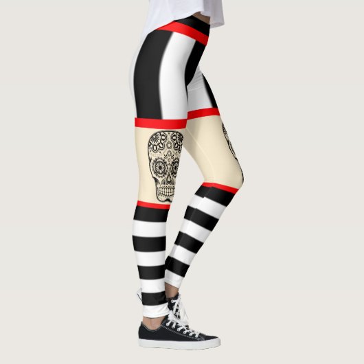 Tattoo van de schedel Leggings gestript (Rechts)