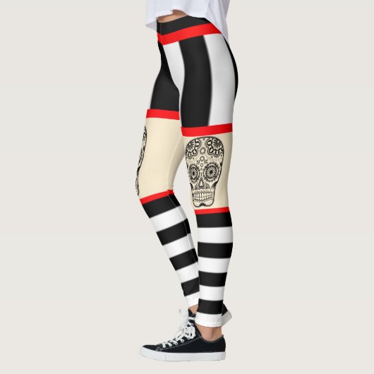 Tattoo van de schedel Leggings gestript (Links)