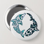 Tattoo van dolfijnen en haaien ronde button 4,0 cm (Voorkant /achterkant)
