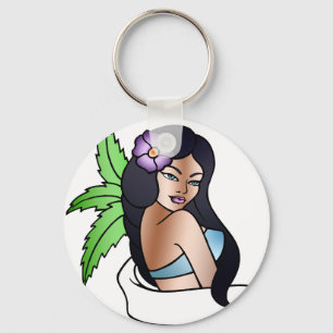 tattoo van een meisje uit hawaï sleutelhanger