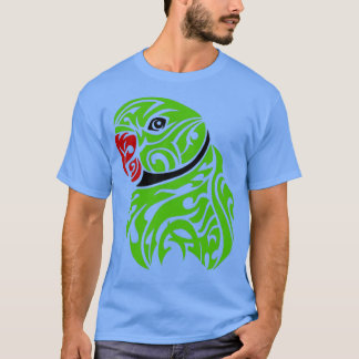 Tattoo van groene ringnepapegaai t-shirt