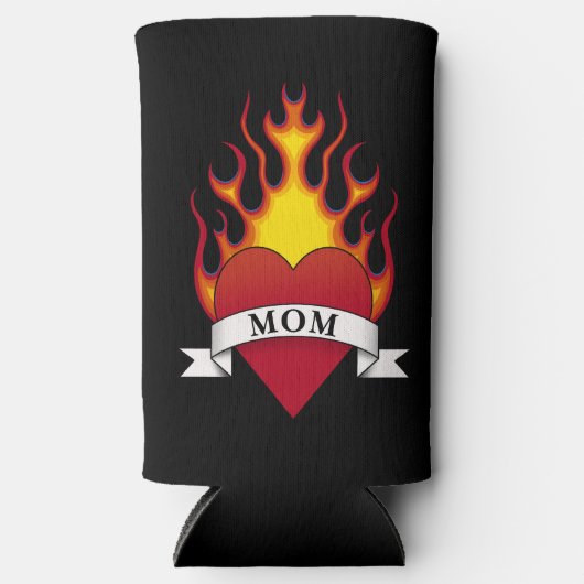 Tattoo van hart-mam seltzer blikjeskoeler (Voorkant)