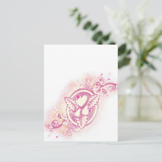 Tattoo van het hart met Bloemen Briefkaart (Staand voorkant)