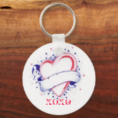 Tattoo van het hart Xoxo met lintbanner Sleutelhanger (Voorkant)