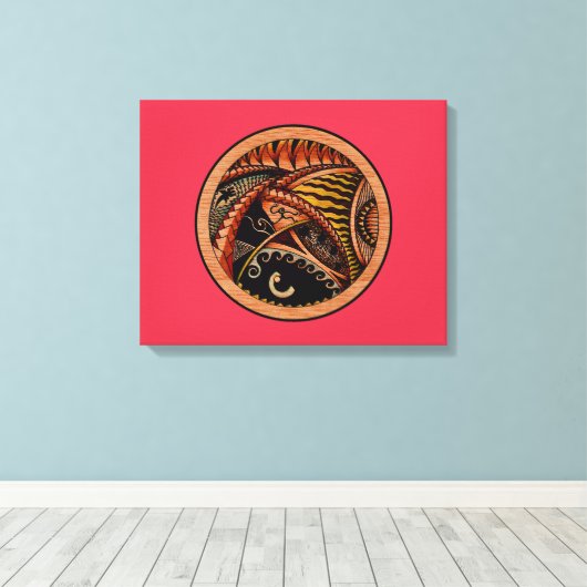 Tattoo van hout canvas afdruk (Insitu (Houten vloer))