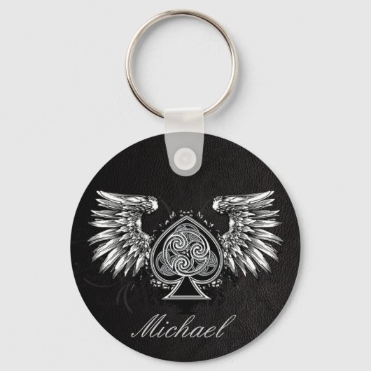 Tattoo van leder Stedelijk Winged Celtic Knot Sleu Sleutelhanger (Voorkant)