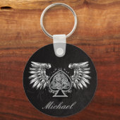 Tattoo van leder Stedelijk Winged Celtic Knot Sleu Sleutelhanger (Voorkant)