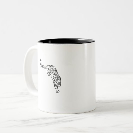 Tattoo van luipaard  tweekleurige koffiemok (Voorkant links)