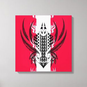 Tattoo van Maori-stam met realistische veren Canvas Afdruk