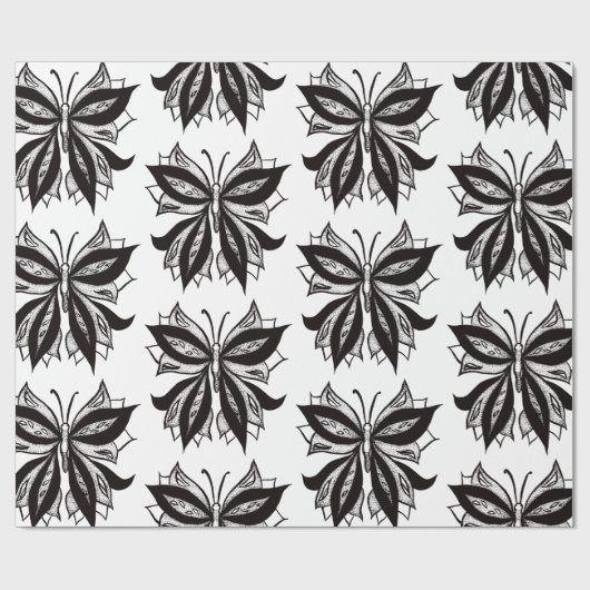 Tattoo van vlinder en witte tribale vlinder cadeaupapier (Vlak)