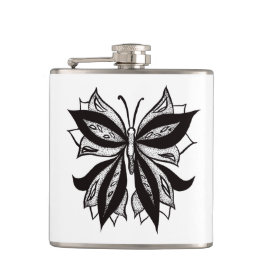 Tattoo van vlinder en witte tribale vlinder heupfles