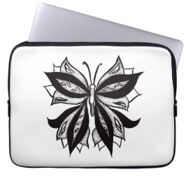 Tattoo van vlinder en witte tribale vlinder laptop sleeve