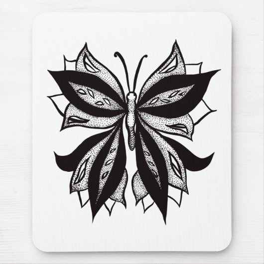 Tattoo van vlinder en witte tribale vlinder muismat (Voorkant)