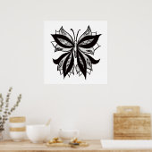 Tattoo van vlinder en witte tribale vlinder poster (Keuken)