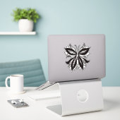Tattoo van vlinder en witte tribale vlinder sticker (Laptop op bureau)