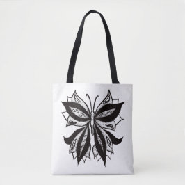 Tattoo van vlinder en witte tribale vlinder tote bag