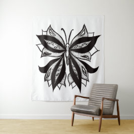 Tattoo van vlinder en witte tribale vlinder wandkleed