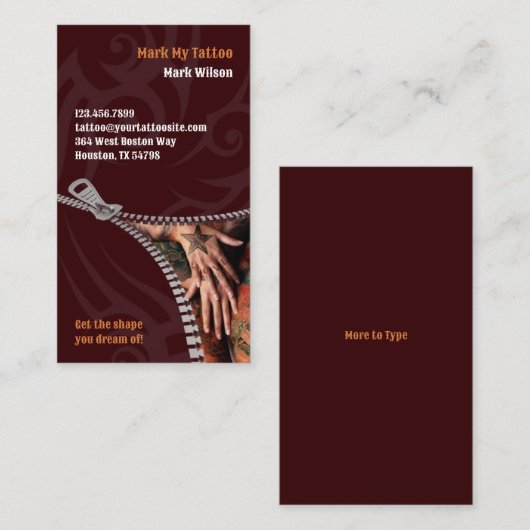 Tattoo Visitekaartje (Voorkant / Achterkant)