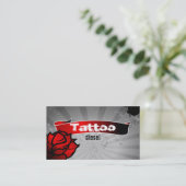 Tattoo Visitekaartje Rood Rozengrijs (Staand voorkant)
