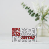 Tattoo Visitekaartje Tribal Red Gray (Staand voorkant)