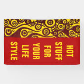 Tattoo vlammen en cirkels rood + uw rug. en idee spandoek (Horizontaal)