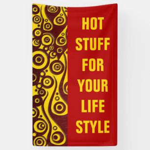 Tattoo vlammen en cirkels rood + uw rug. en idee spandoek